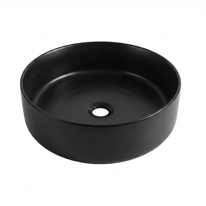 Lavamanos Redondo Sobreponer Joytek Loza 042D Negro Mate | 40x12,5 cm 1