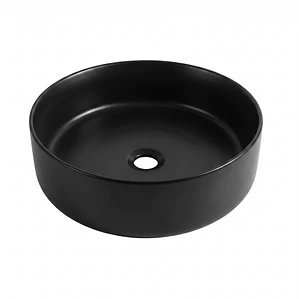 Lavamanos Redondo Sobreponer Joytek Loza 042D Negro Mate | 40x12,5 cm