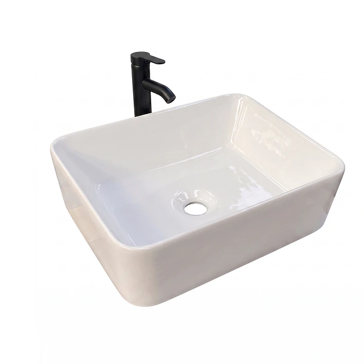 Lavamanos Rectangular Sobreponer Joytek Loza 103A Blanco | 40,5x30,5x13 cm 8