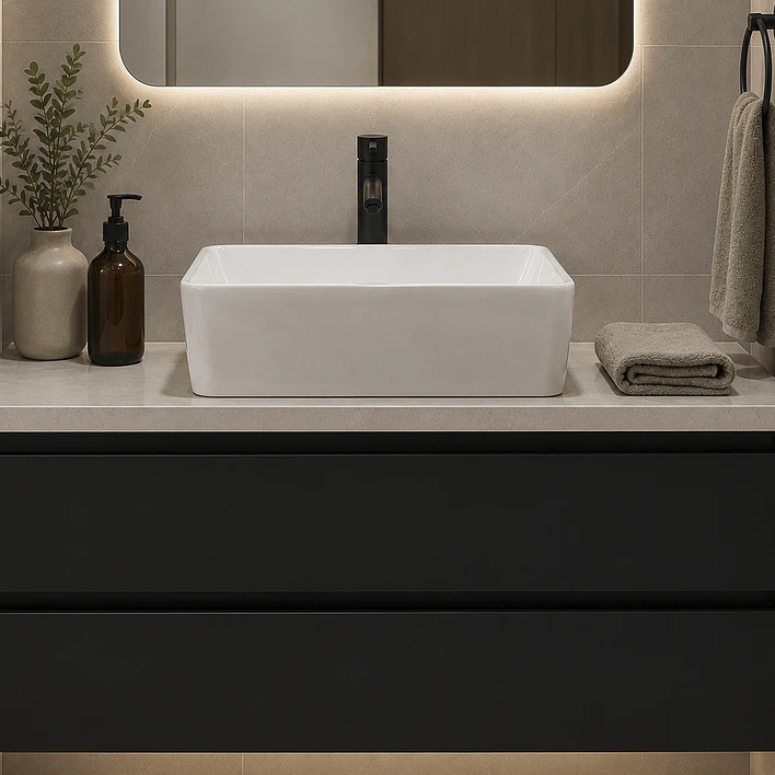 Lavamanos Rectangular Sobreponer Joytek Loza 103B Blanco | 48x38x13,5 cm 3