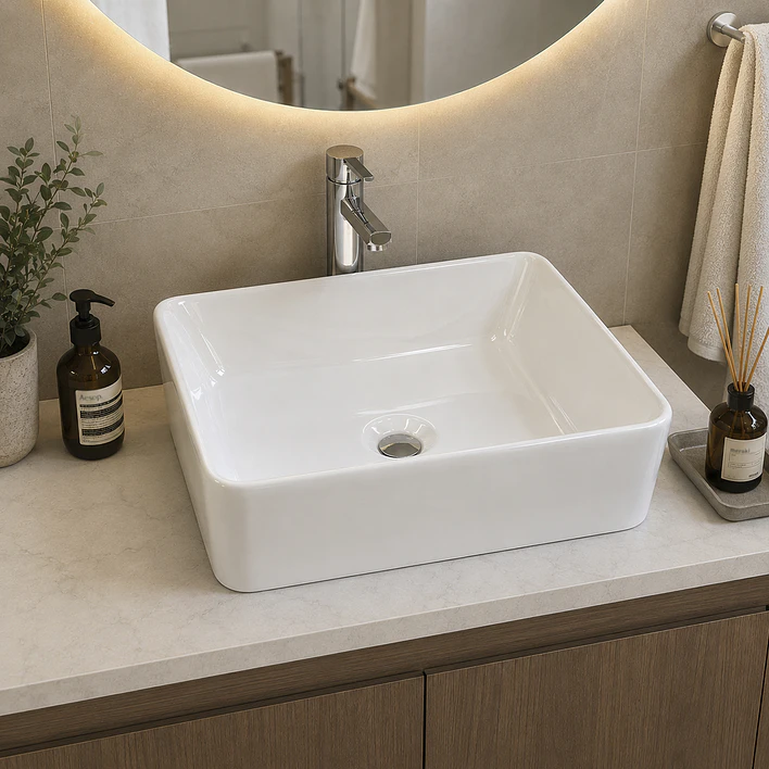 Lavamanos Rectangular Sobreponer Joytek Loza 103B Blanco | 48x38x13,5 cm 4
