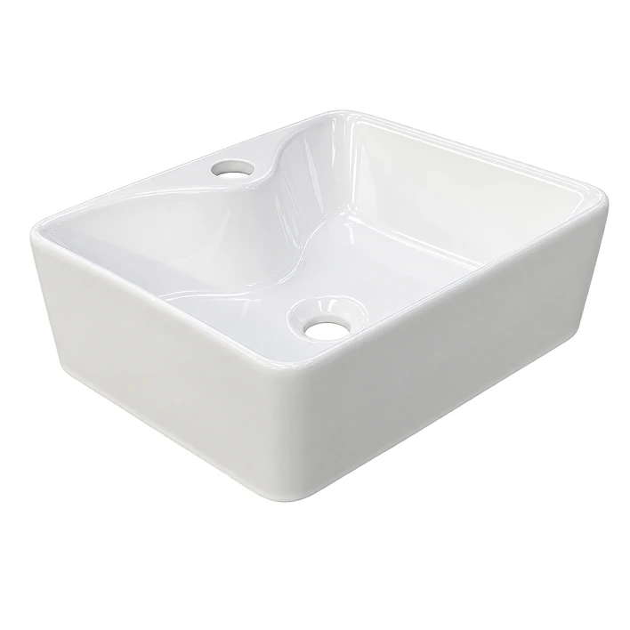 Lavamanos Rectangular Sobreponer Joytek Loza 104A Blanco | 41x31x13 cm 6