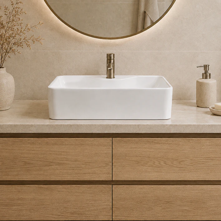 Lavamanos Rectangular Sobreponer Joytek Loza 104A Blanco | 41x31x13 cm 2