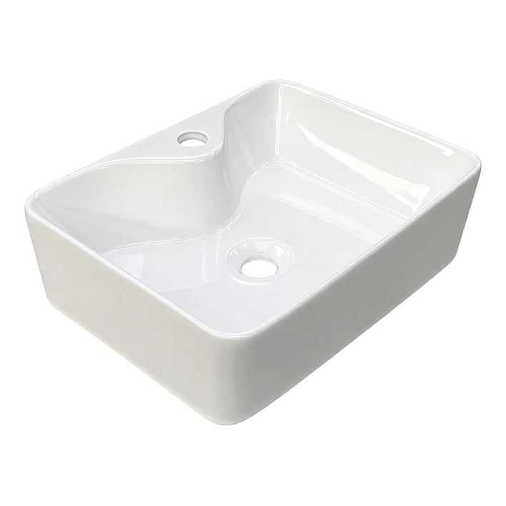 Lavamanos Rectangular Sobreponer Joytek Loza 104B Blanco | 48x38x13,5 cm 6