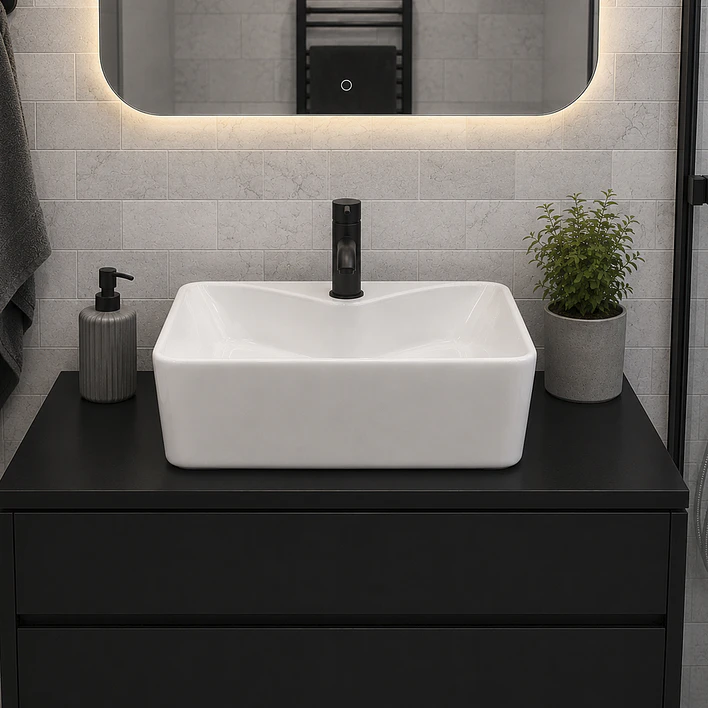 Lavamanos Rectangular Sobreponer Joytek Loza 104B Blanco | 48x38x13,5 cm 2
