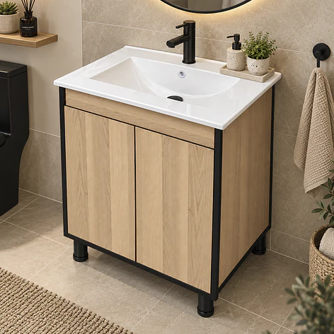 Mueble de Baño Altair Nogal Claro con Cubierta 60x46x84 cm 2