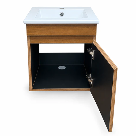 Mueble de Baño Domus Nogal con Cubierta a Muro 41x41x47 cm 3