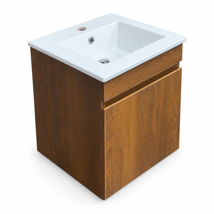 Mueble de Baño Domus Nogal con Cubierta a Muro 41x41x47 cm 6