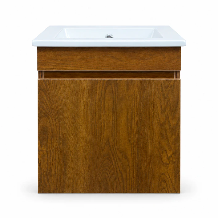 Mueble de Baño Domus Nogal con Cubierta a Muro 41x41x47 cm 2