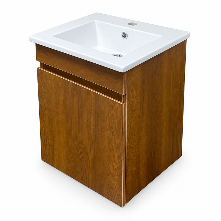 Mueble de Baño Domus Nogal con Cubierta a Muro 41x41x47 cm 7