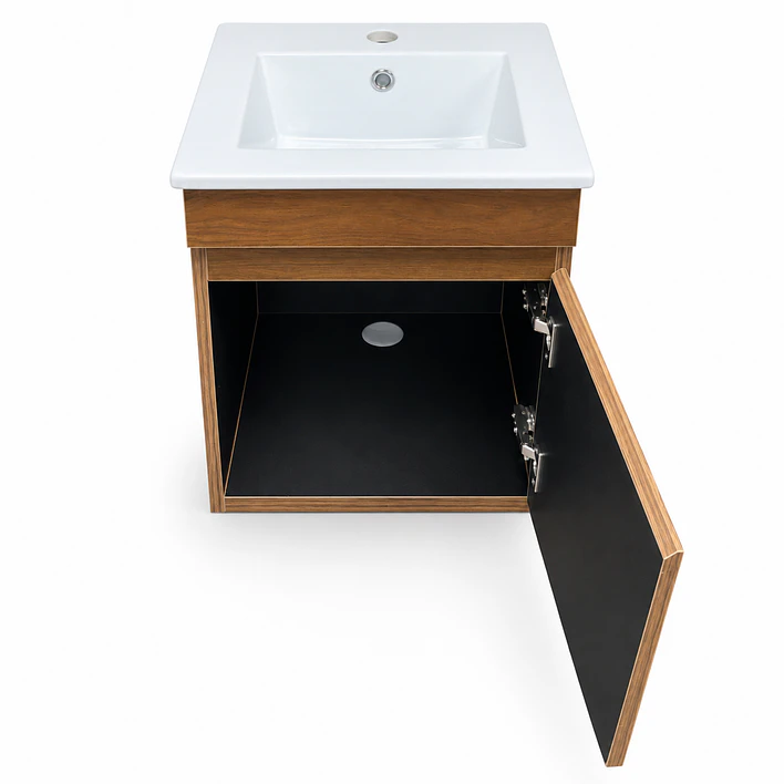 Mueble de Baño Domus Nogal con Cubierta a Muro 41x41x47 cm 8