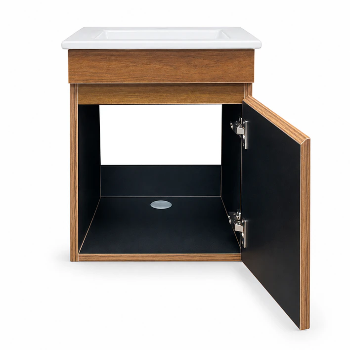 Mueble de Baño Domus Nogal con Cubierta a Muro 41x41x47 cm 4