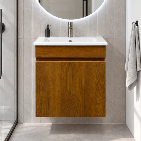 Mueble de Baño Domus Nogal con Cubierta a Muro 41x41x47 cm 1