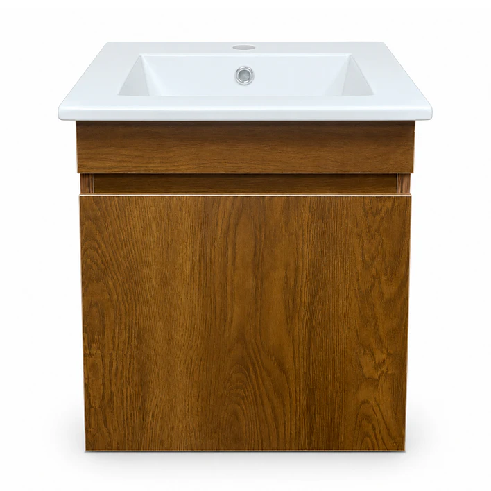 Mueble de Baño Domus Nogal con Cubierta a Muro 41x41x47 cm 9