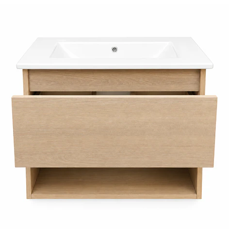 Mueble Vanitorio Austin Beis Natural con Cajón y Repisa 60x47x52 cm (Incluye Cubierta de Loza) 7