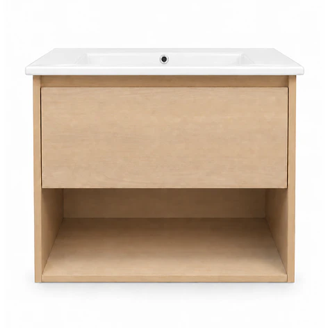 Mueble Vanitorio Austin Beis Natural con Cajón y Repisa 60x47x52 cm (Incluye Cubierta de Loza) 8