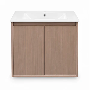 Mueble Vanitorio Austin Nogal Oscuro con 2 Puertas 60x47x52 cm (Incluye Cubierta de Loza)