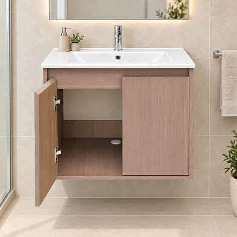 Mueble Vanitorio Austin Nogal Oscuro con 2 Puertas 60x47x52 cm (Incluye Cubierta de Loza) 3