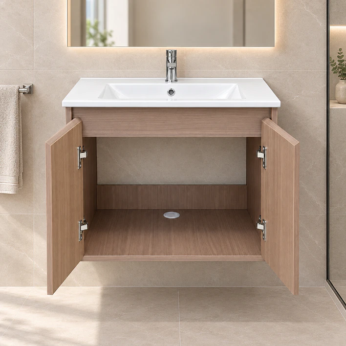 Mueble Vanitorio Austin Nogal Oscuro con 2 Puertas 60x47x52 cm (Incluye Cubierta de Loza) 4