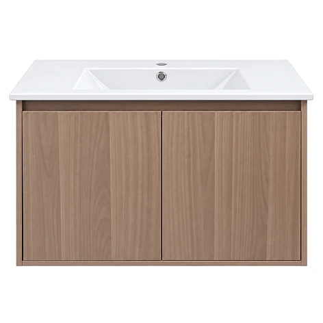 Mueble Vanitorio Austin Nogal Oscuro con 2 Puertas 80x47x52 cm (Incluye Cubierta de Loza) 2