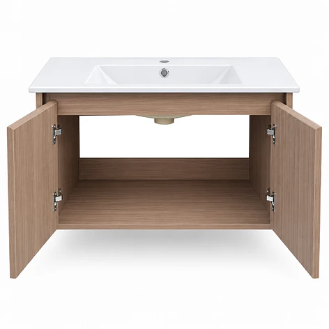 Mueble Vanitorio Austin Nogal Oscuro con 2 Puertas 80x47x52 cm (Incluye Cubierta de Loza) 7