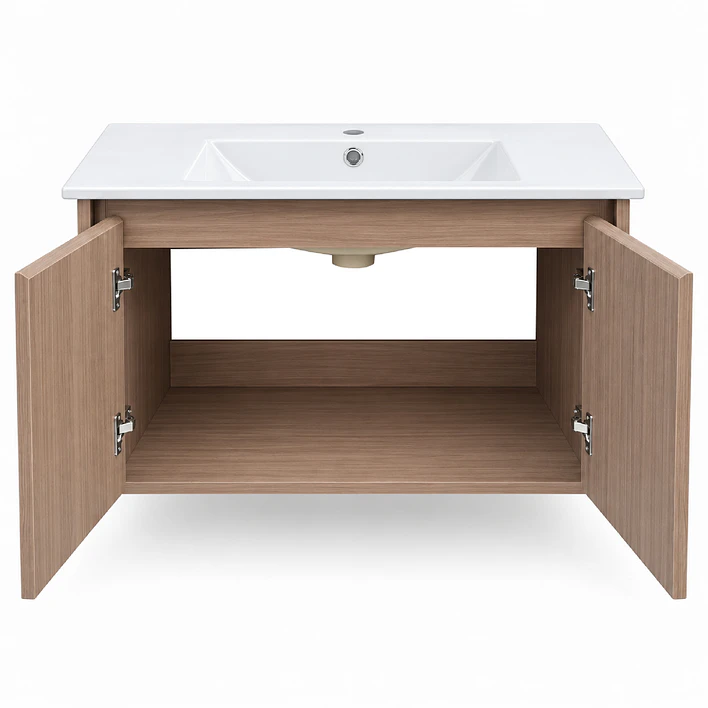 Mueble Vanitorio Austin Nogal Oscuro con 2 Puertas 80x47x52 cm (Incluye Cubierta de Loza) 7