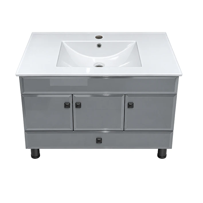 Mueble Vanitorio Bellmont Gris con Cubierta 100x47x80 cm (Incluye Cubierta de Loza) 5