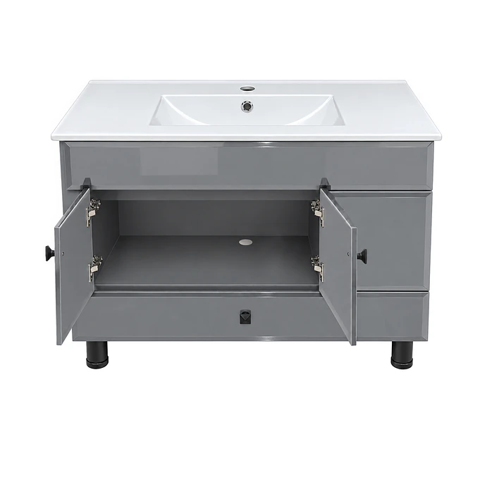 Mueble Vanitorio Bellmont Gris con Cubierta 100x47x80 cm (Incluye Cubierta de Loza) 7