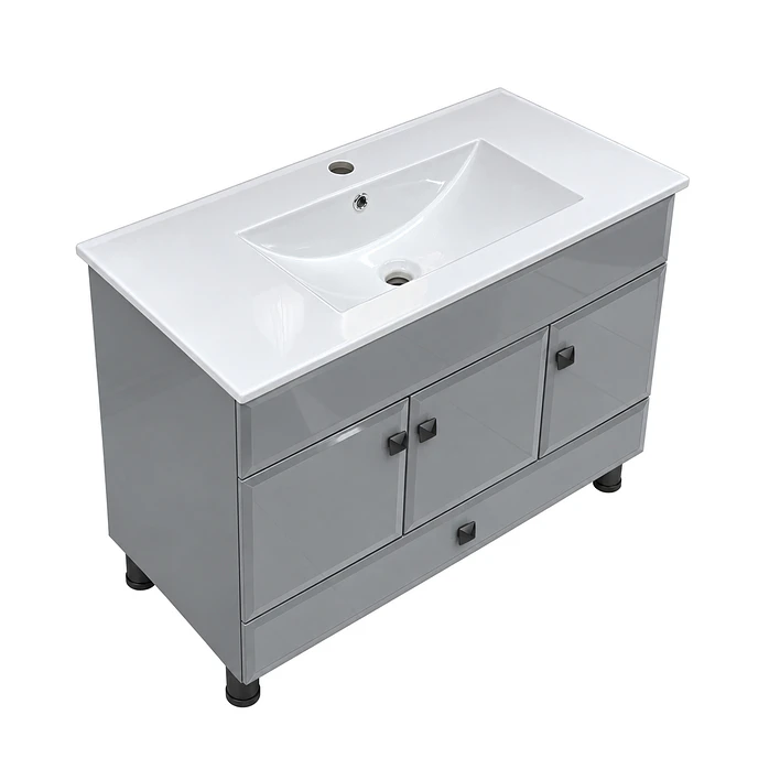Mueble Vanitorio Bellmont Gris con Cubierta 100x47x80 cm (Incluye Cubierta de Loza) 8
