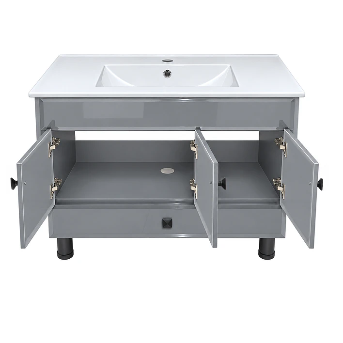 Mueble Vanitorio Bellmont Gris con Cubierta 100x47x80 cm (Incluye Cubierta de Loza) 6