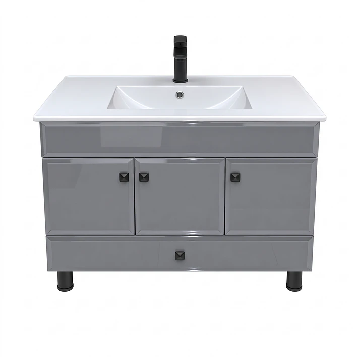 Mueble Vanitorio Bellmont Gris con Cubierta 100x47x80 cm (Incluye Cubierta de Loza) 9