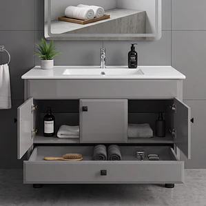 Mueble Vanitorio Bellmont Gris con Cubierta 100x47x80 cm (Incluye Cubierta de Loza)