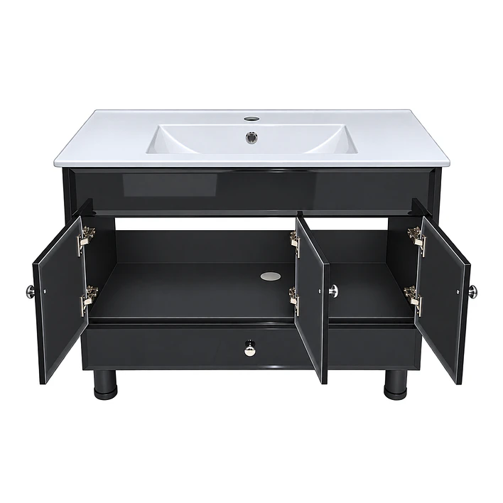 Mueble Vanitorio Bellmont Negro con Cubierta 100x47x80 cm (Incluye Cubierta de Loza) 4
