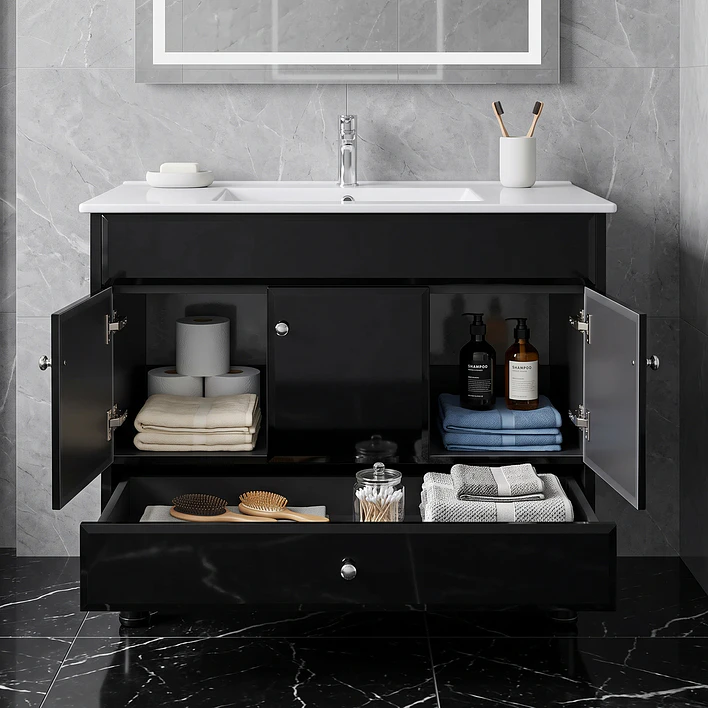 Mueble Vanitorio Bellmont Negro con Cubierta 100x47x80 cm (Incluye Cubierta de Loza) 2