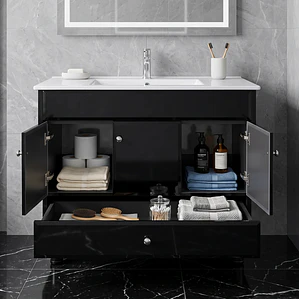 Mueble Vanitorio Bellmont Negro con Cubierta 100x47x80 cm (Incluye Cubierta de Loza)