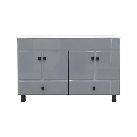 Mueble Vanitorio Doble Bellmont Gris con Cubierta 120x47x80 cm (Incluye Cubierta de Loza) 8