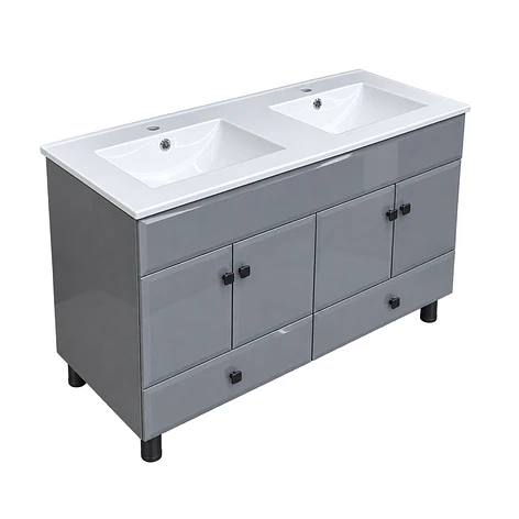 Mueble Vanitorio Doble Bellmont Gris con Cubierta 120x47x80 cm (Incluye Cubierta de Loza) 9