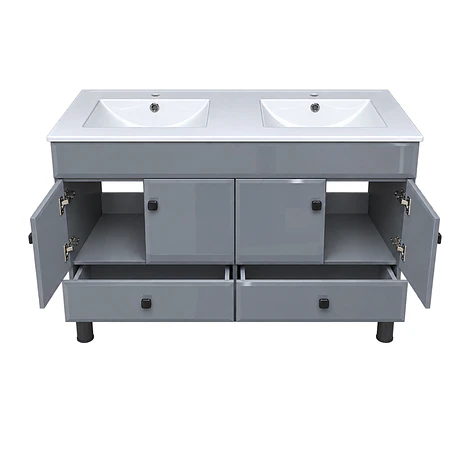 Mueble Vanitorio Doble Bellmont Gris con Cubierta 120x47x80 cm (Incluye Cubierta de Loza) 7