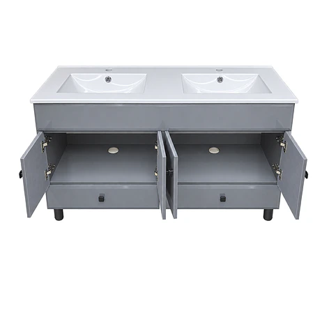Mueble Vanitorio Doble Bellmont Gris con Cubierta 120x47x80 cm (Incluye Cubierta de Loza) 5