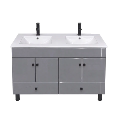 Mueble Vanitorio Doble Bellmont Gris con Cubierta 120x47x80 cm (Incluye Cubierta de Loza) 6
