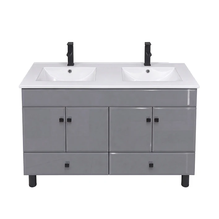 Mueble Vanitorio Doble Bellmont Gris con Cubierta 120x47x80 cm (Incluye Cubierta de Loza) 6