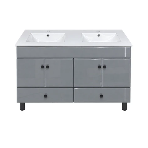 Mueble Vanitorio Doble Bellmont Gris con Cubierta 120x47x80 cm (Incluye Cubierta de Loza) 1