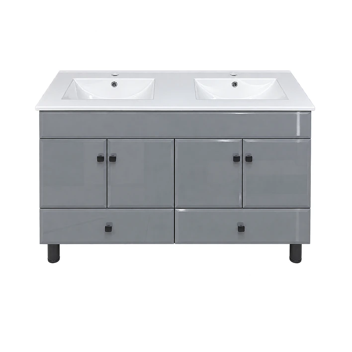 Mueble Vanitorio Doble Bellmont Gris con Cubierta 120x47x80 cm (Incluye Cubierta de Loza) 1