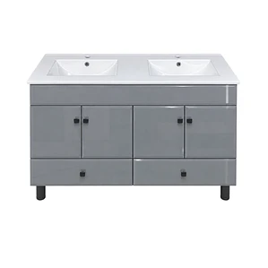 Mueble Vanitorio Doble Bellmont Gris con Cubierta 120x47x80 cm (Incluye Cubierta de Loza)