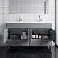 Mueble Vanitorio Doble Bellmont Gris con Cubierta 120x47x80 cm (Incluye Cubierta de Loza) - Miniatura 3