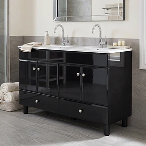 Mueble Vanitorio Doble Bellmont Negro con Cubierta 120x47x80 cm (Incluye Cubierta de Loza)