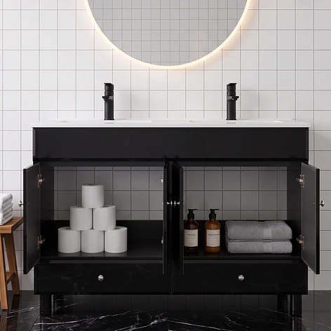 Mueble Vanitorio Doble Bellmont Negro con Cubierta 120x47x80 cm (Incluye Cubierta de Loza) 3