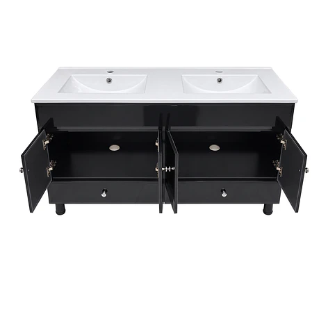 Mueble Vanitorio Doble Bellmont Negro con Cubierta 120x47x80 cm (Incluye Cubierta de Loza) 5