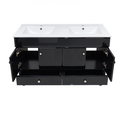 Mueble Vanitorio Doble Bellmont Negro con Cubierta 120x47x80 cm (Incluye Cubierta de Loza) 8