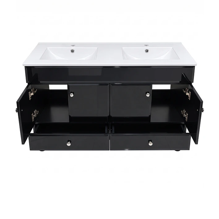 Mueble Vanitorio Doble Bellmont Negro con Cubierta 120x47x80 cm (Incluye Cubierta de Loza) 8